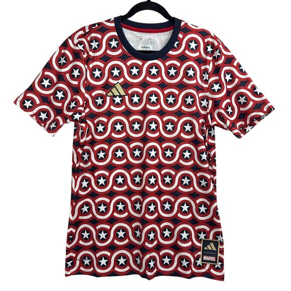 NWT Adidas x Marvel Captain America MLS Soccer Jersey Mens Size Medium (HT3237) - Picture 1 of 6